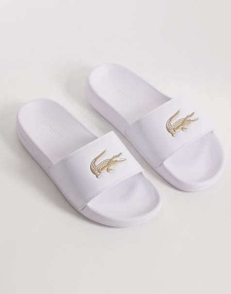 Lacoste Serve 0.0 logo sliders in white - view 1