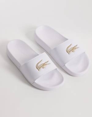 Lacoste Serve 0.0 logo sliders in white