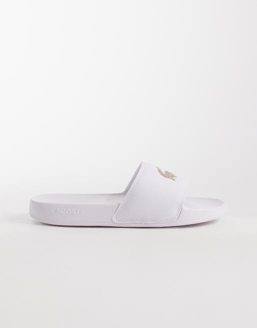 Lacoste Serve 0.0 logo sliders in white, 3 of 4