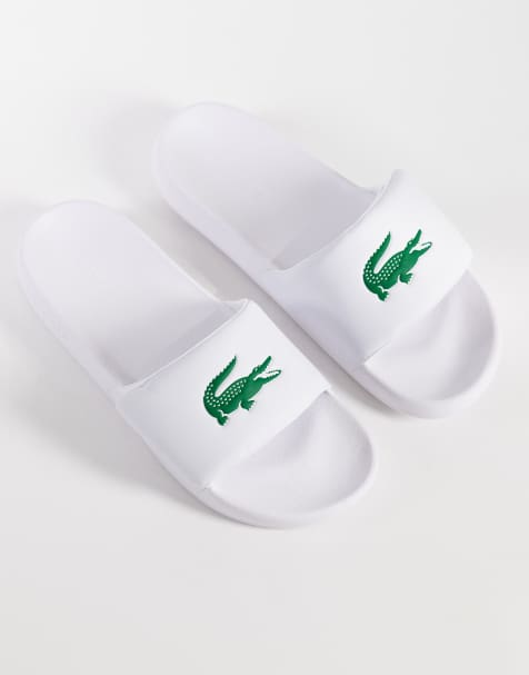 Lacoste Serve 0.0 velcro strap logo sliders in white - view 1