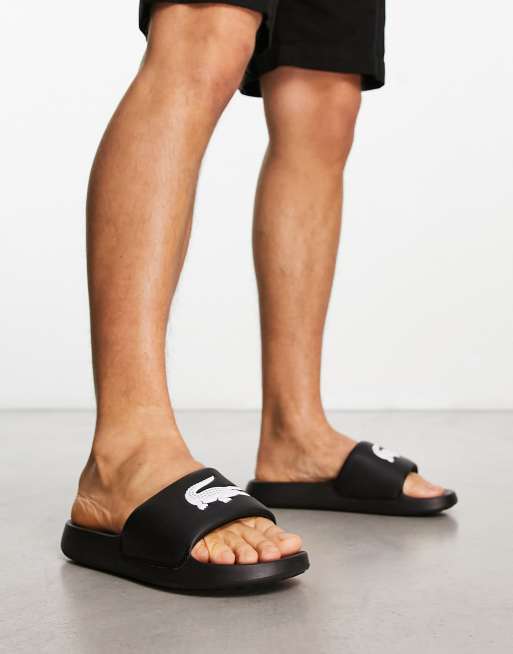 Mens black lacoste outlet sliders