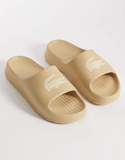 Lacoste – Serve 2.0 – Beżowe klapki z logo - view 1