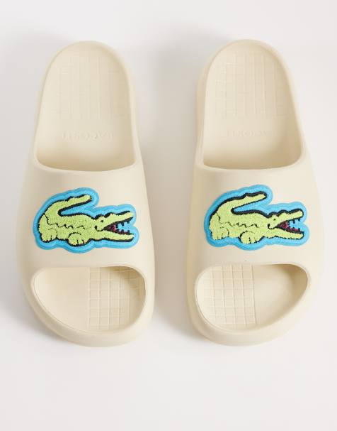 Lacoste Serve 2.0 logo sliders in off white - view 1