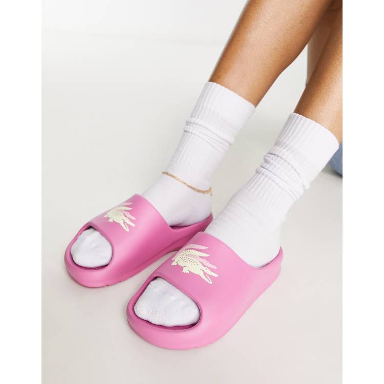 Lacoste store pink sliders