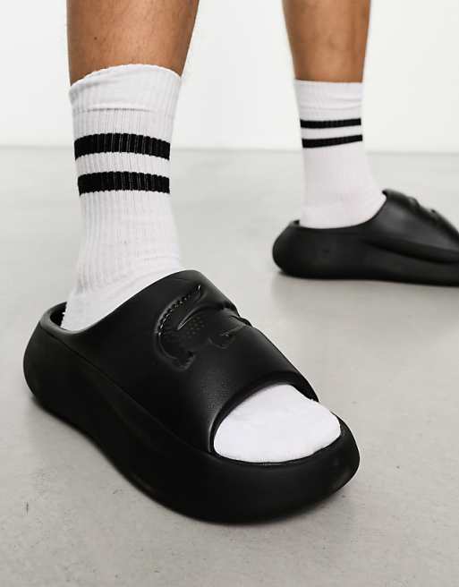 Lacoste Serve 3.0Xl Sliders In Black | ASOS Lacoste Serve 3.0Xl Sliders In Black | ASOS