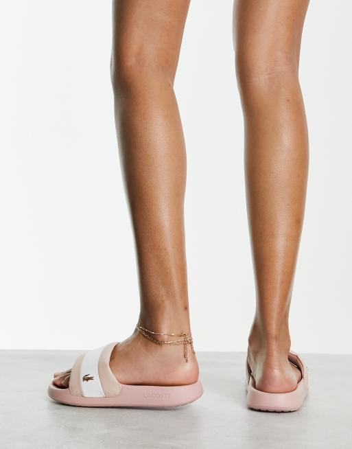 Lacoste Serve Gold Pin sliders in natural ASOS