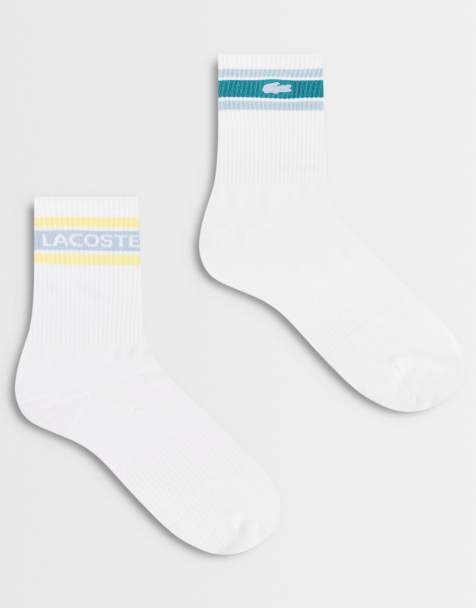 Lacoste set van 2 grafische sportsokken in groen en wit - view 1