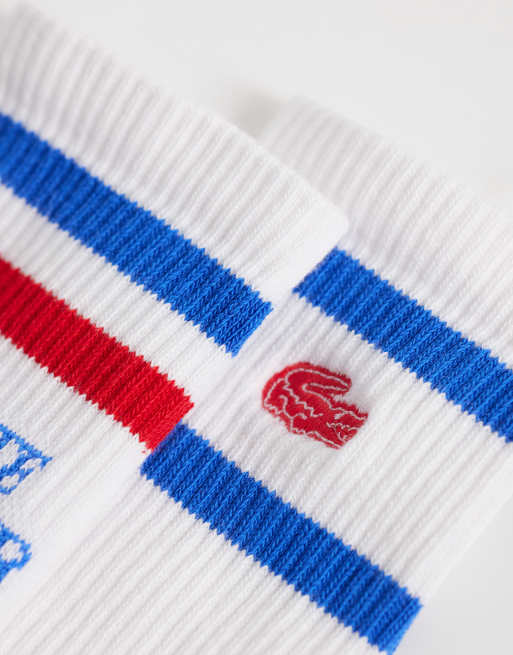 Lacoste set van 2 grafische sportsokken in rood en wit, 3 van 3