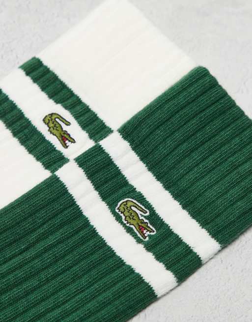 Lacoste - Set van 2 paar enkelsokken met een gekleurd randje in wit/groen , 3 van 4