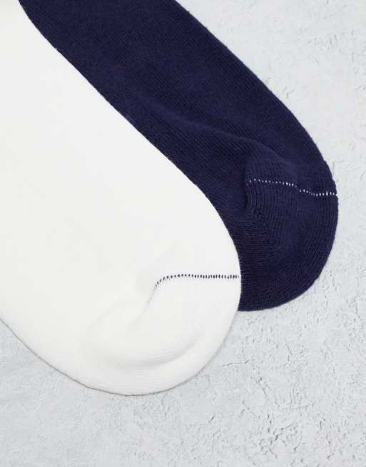 Lacoste - Set van 2 paar enkelsokken met gekleurd randje in wit/marineblauw, 2 van 4