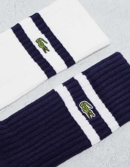 Lacoste - Set van 2 paar enkelsokken met gekleurd randje in wit/marineblauw, 3 van 4