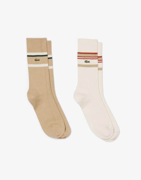 Lacoste - Set van 2 paar sokken met streep in beige en wit - view 1
