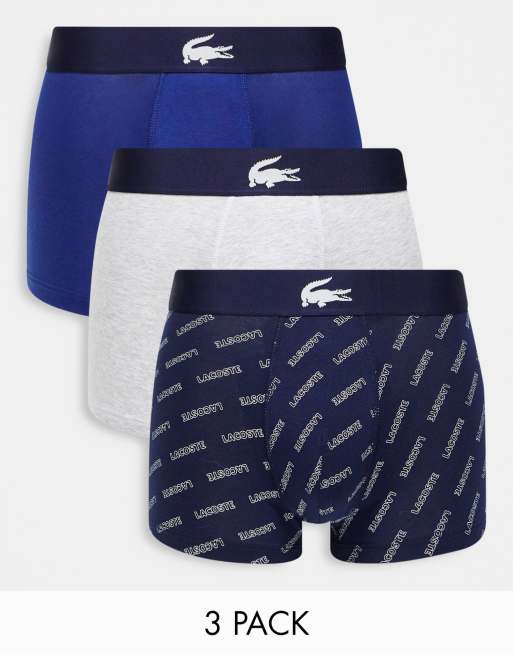 Lacoste - Set van 3 boxershorts in marineblauw/grijs