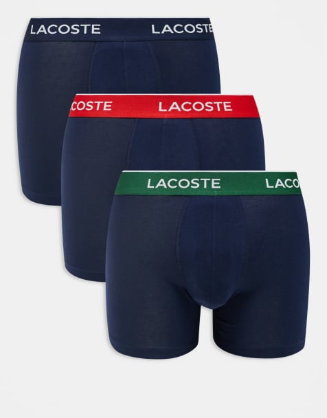 Lacoste - Set van 3 boxershorts in marineblauw met gekleurde taillebanden - view 1