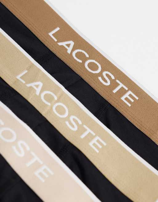 Lacoste set van 3 boxershorts met gekleurde tailleband in zwart en bruin, 3 van 3