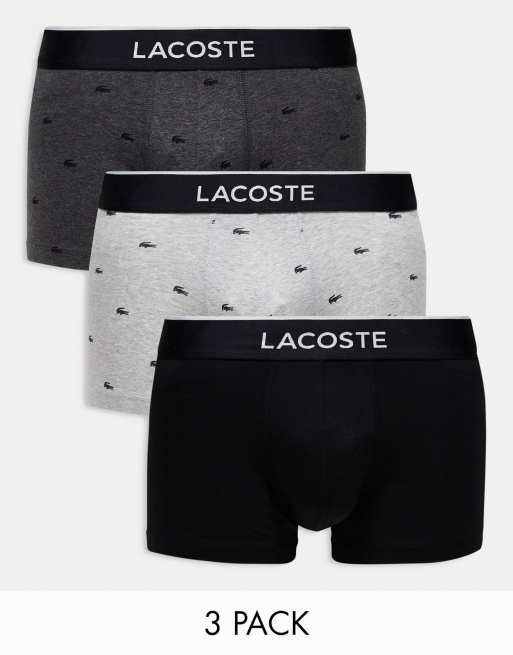 Lacoste - Set van 3 kenmerkende casual boxershorts in zwart