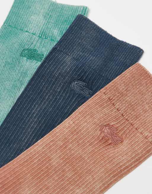 Lacoste - Set van 3 paar sokken in rood, blauw en groen met wassing, 3 van 3