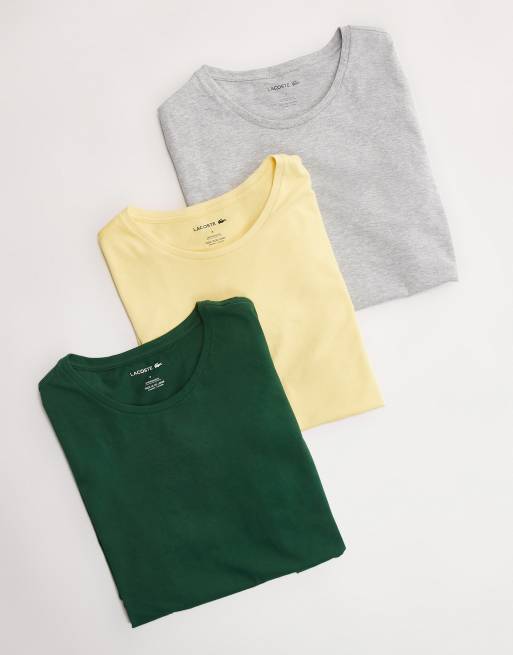 Lacoste - Set van 3 T-shirts in groen, grijs en geel
