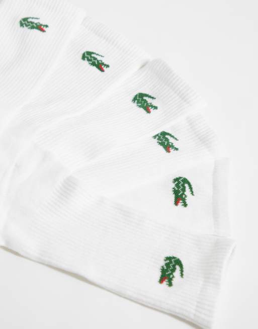 Lacoste set van 3 unisex lange katoenen sokken met croc-logo in wit, 2 van 3