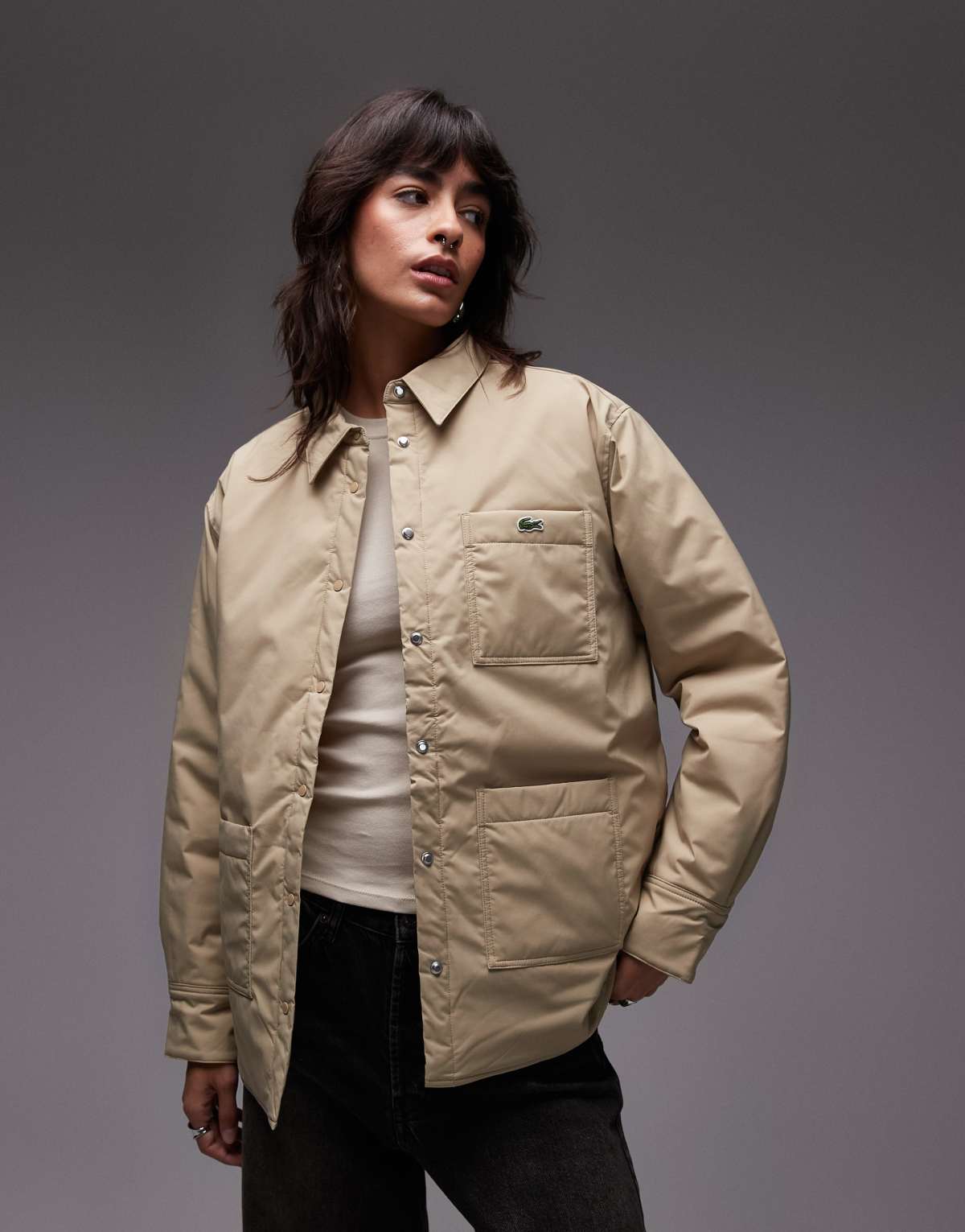 Lacoste shacket in beige