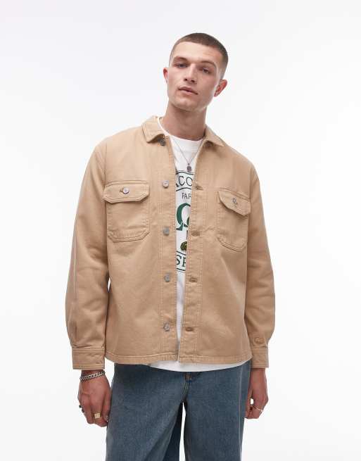 Lacoste - Shacket met logo in beige