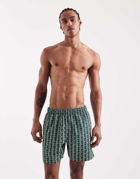 Lacoste - Short de bain à monogramme - Vert - view 1