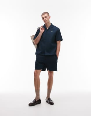 Lacoste - Short d'ensemble gaufré - Bleu marine