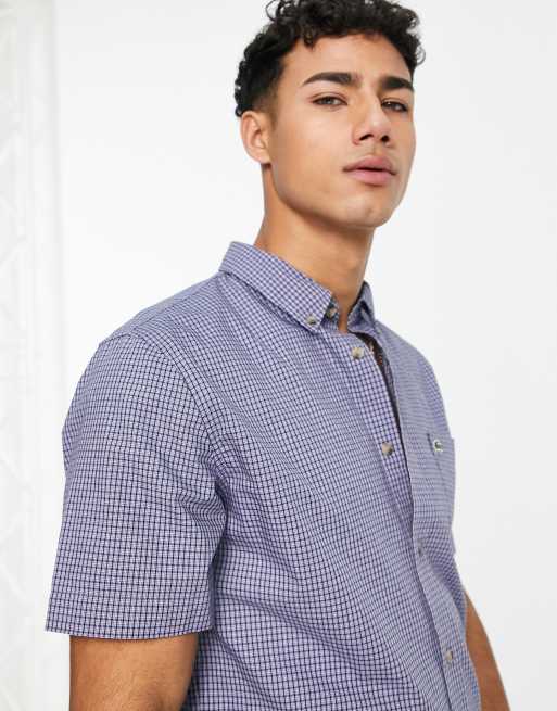 Lacoste short sleeve check shirt in blue | ASOS