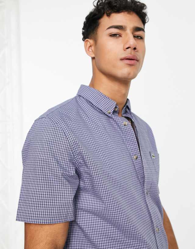 Lacoste short sleeve check shirt in blue