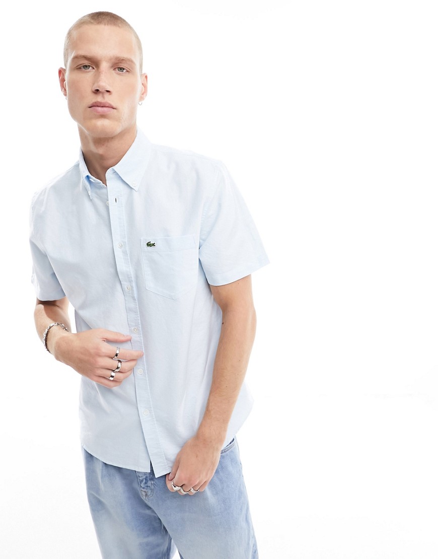 Lacoste short sleeve classic oxford shirt in blue