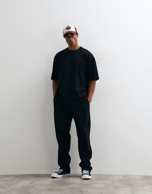 Lacoste short sleeve heavy cotton logo t-shirt in black, 3 of 5