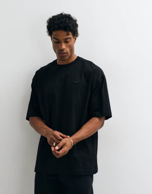 Lacoste short sleeve heavy cotton logo t-shirt in black, 4 of 5
