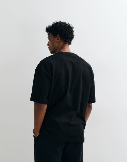 Lacoste short sleeve heavy cotton logo t-shirt in black, 5 of 5