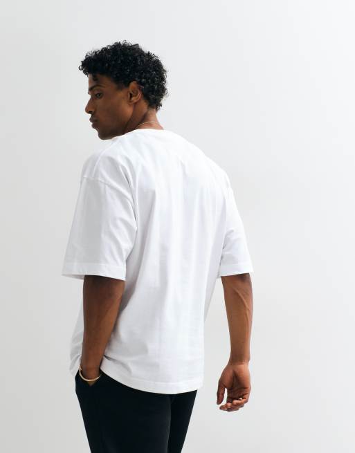 Lacoste short sleeve heavy cotton logo t-shirt in white, 3 of 5