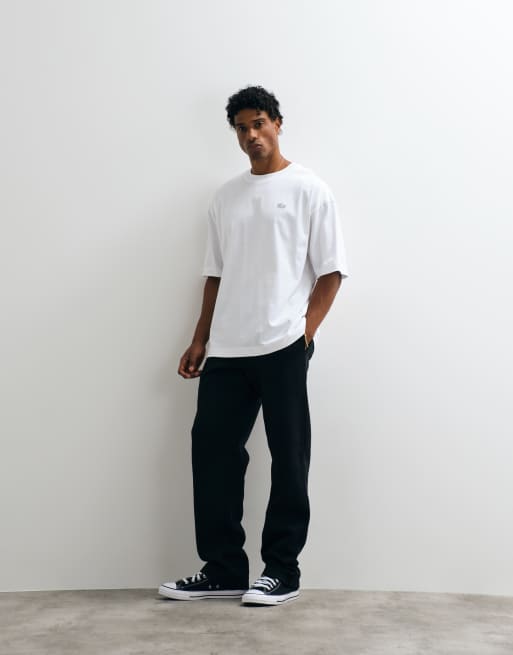 Lacoste short sleeve heavy cotton logo t-shirt in white, 4 of 5