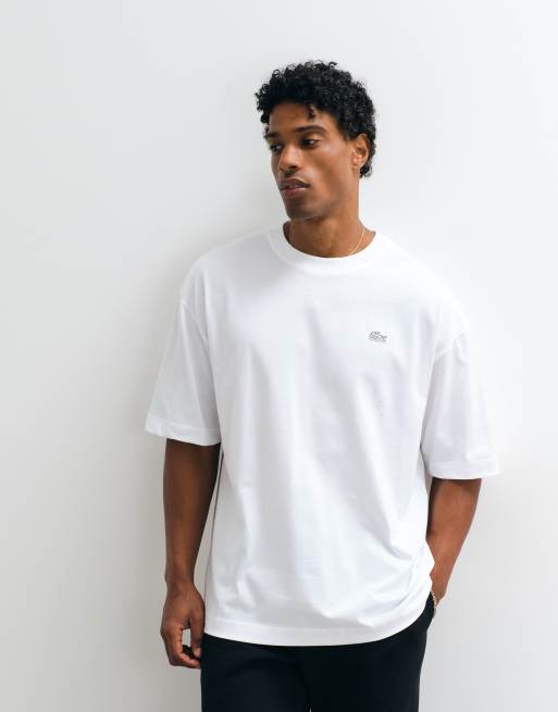 Lacoste short sleeve heavy cotton logo t-shirt in white, 5 of 5