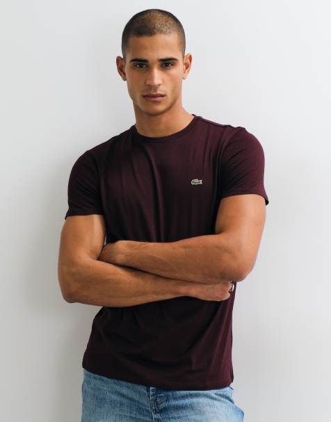 Lacoste short sleeve logo t-shirt in burgundy - view 1