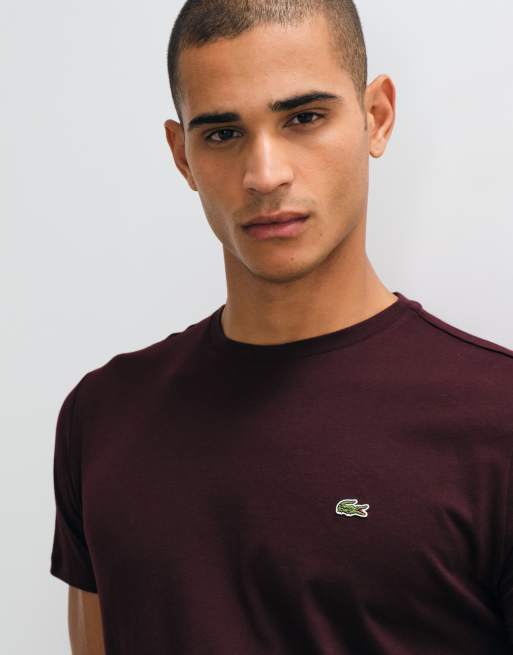 Lacoste short sleeve logo t-shirt in burgundy, 4 of 5