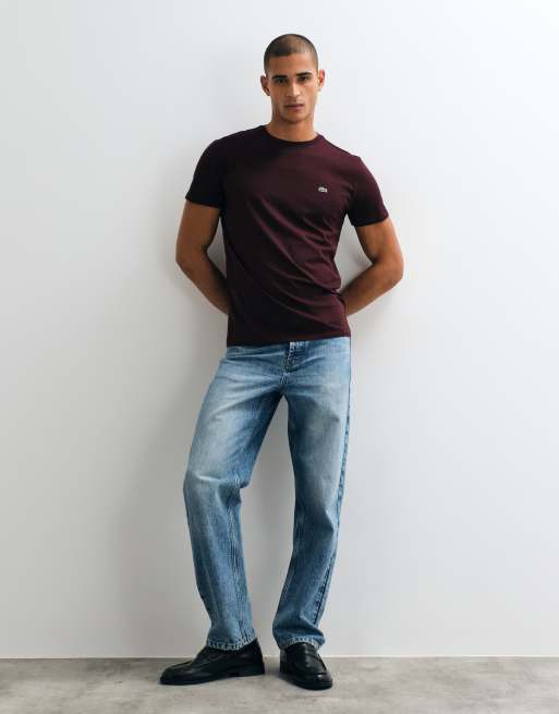Lacoste short sleeve logo t-shirt in burgundy, 5 of 5