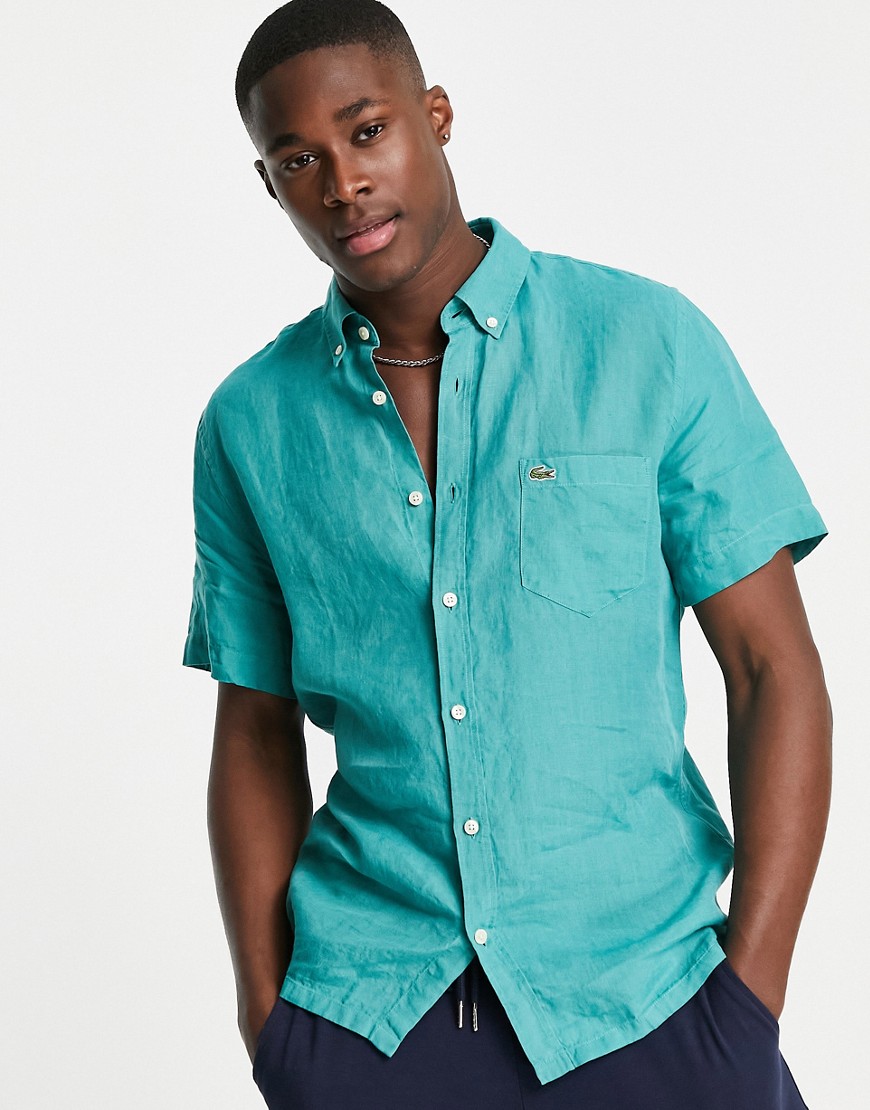 lacoste short sleeve shirt in green
