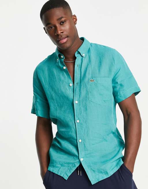 Lacoste short sleeve hot sale button down shirt