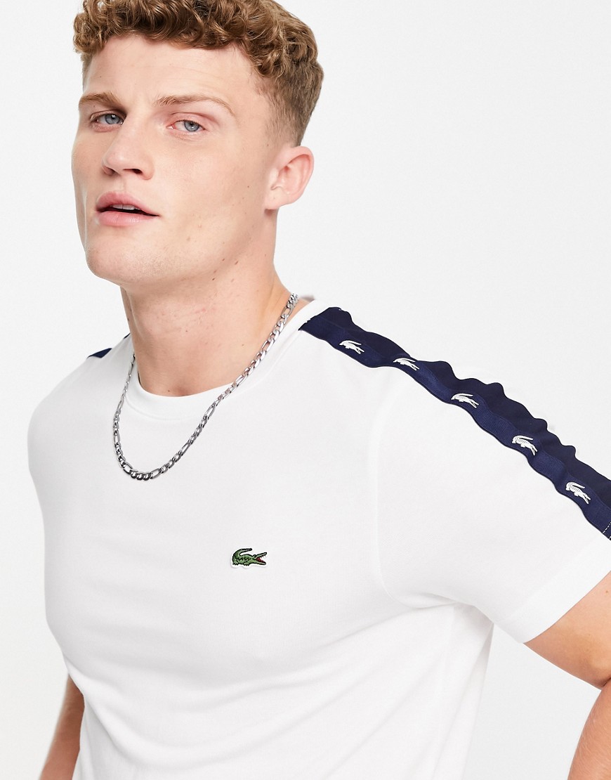 Lacoste shoulder tape detail t-shirt in white