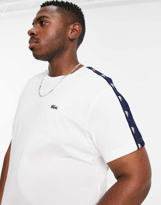 Lacoste shoulder tape detail t shirt in white