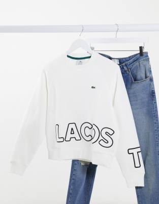 Download Lacoste side banded sweat in white | ASOS