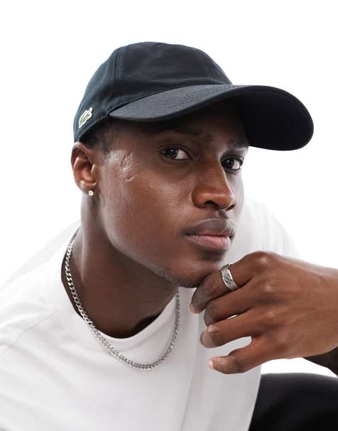 Lacoste side logo cap in black - view 1