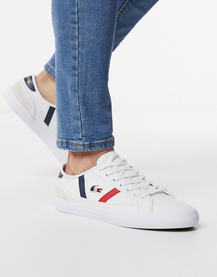 Lacoste - Sideline - Sneakers in tela bianca con dettagli tricolore-Bianco