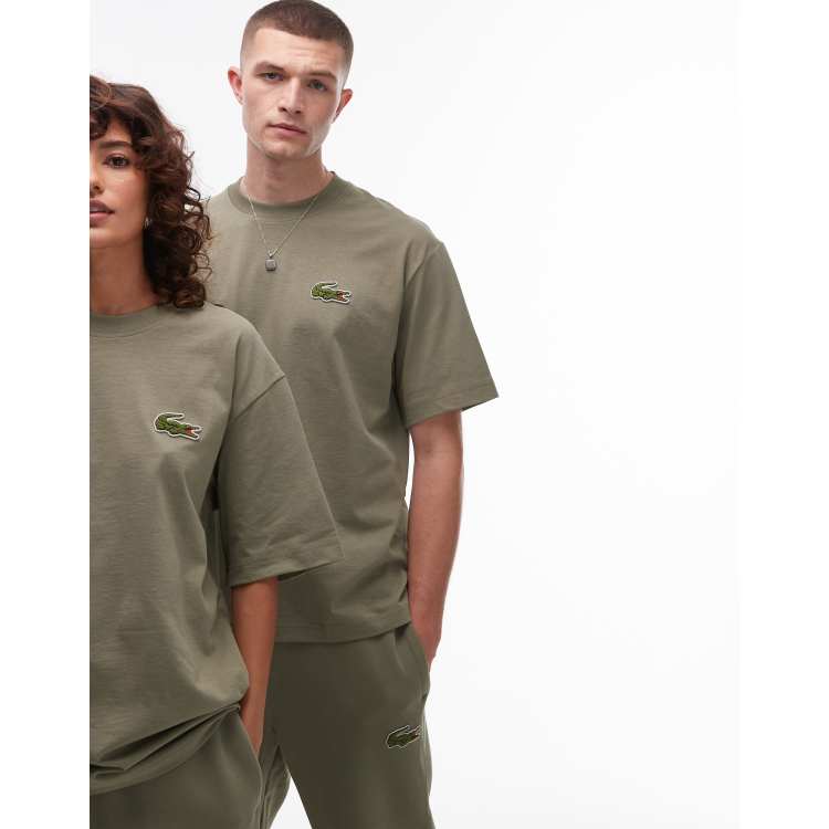 Lacoste signature logo t shirt in khaki ASOS