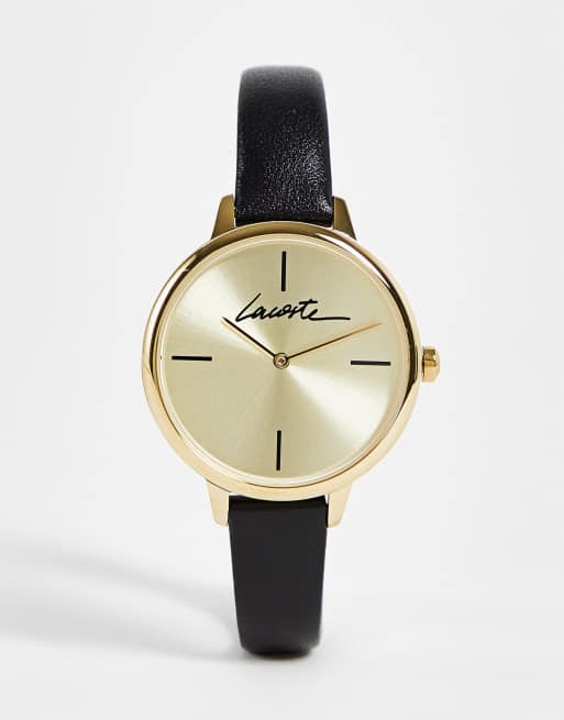 Lacoste signature watch in black and gold ASOS