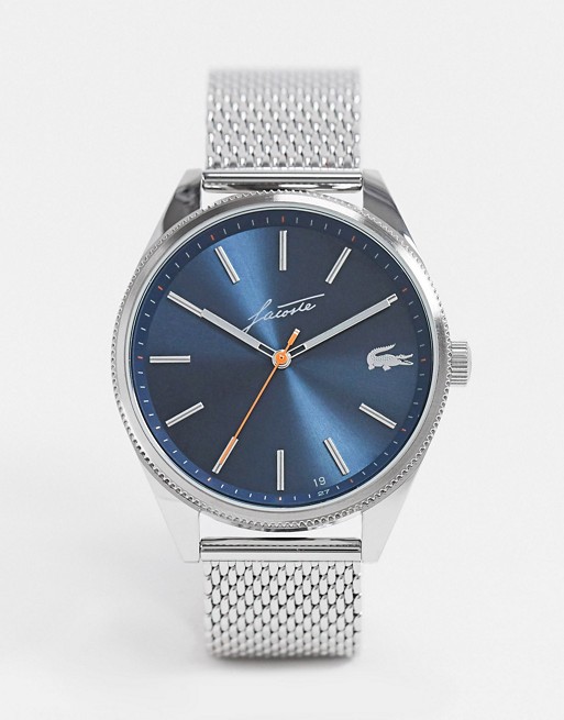 Lacoste silver mesh watch with blue dial 2011053