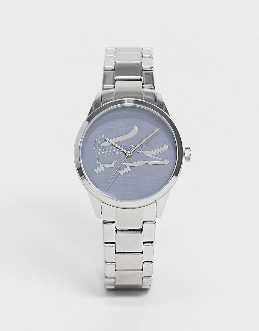 Lacoste – Silverfärgad armbandsklocka med krokodil på urtavlan i dammodell